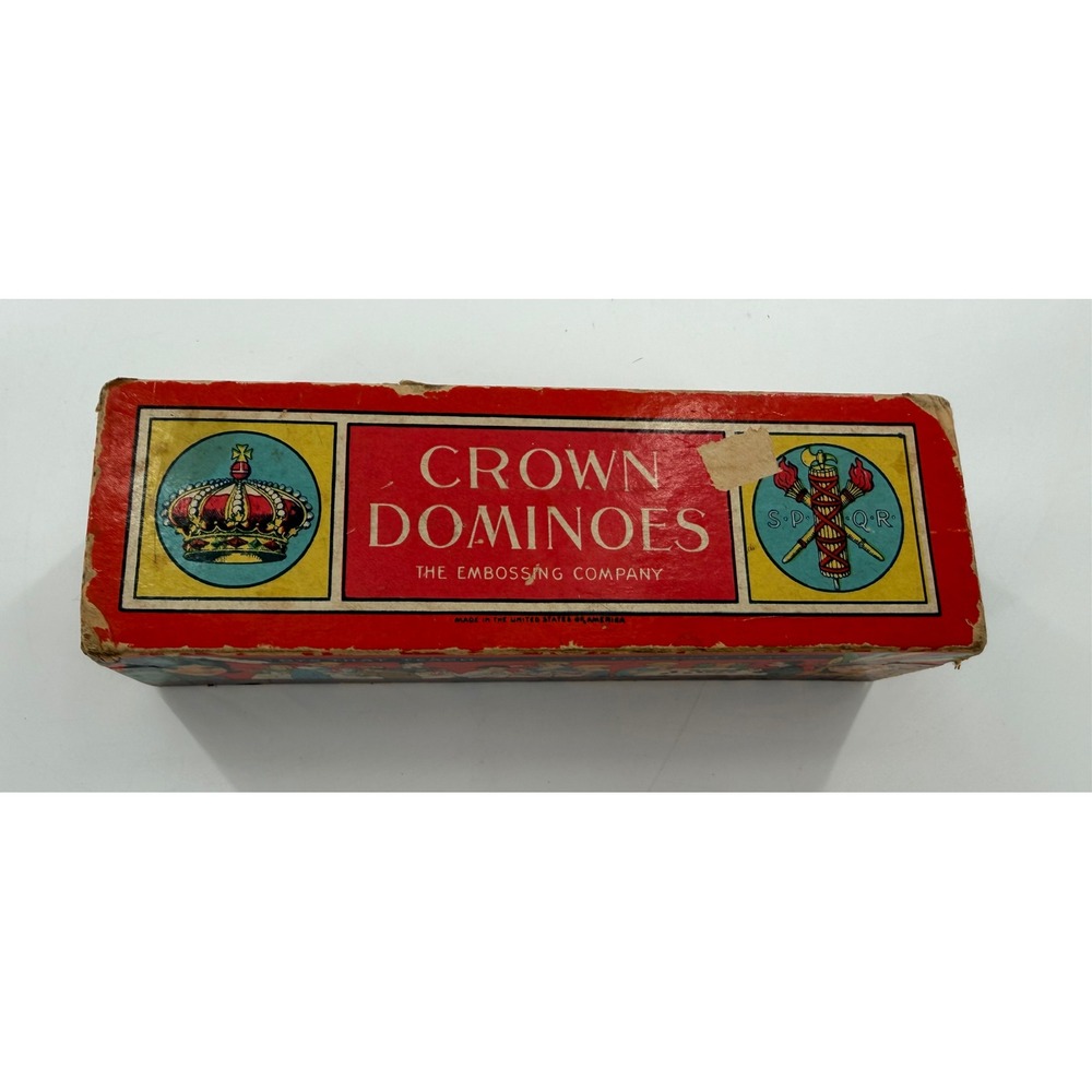 Vintage Crown Dominoes The Embossing Company Toys That Teach Antique Game Set